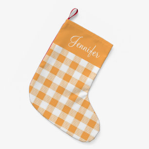 Persoonlijk Oranje Ruitjespatroon Kleine Kerstsok