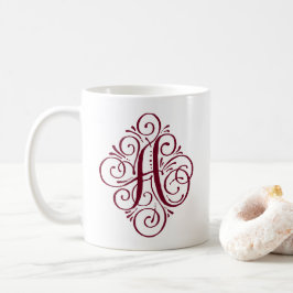 Persoonlijk ornament monogram zwart koffiemok