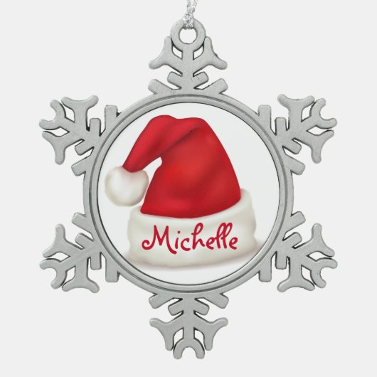 Persoonlijk Ornament van pewter Snowflake/Santa Ha (Voorkant)