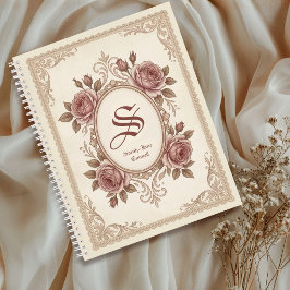 Persoonlijk oudroze monogramnotitieboek notitieboek