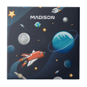 Persoonlijk Outer Space-patroon Tegeltje