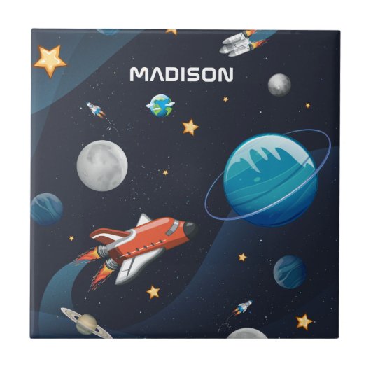 Persoonlijk Outer Space-patroon Tegeltje (Voorkant)