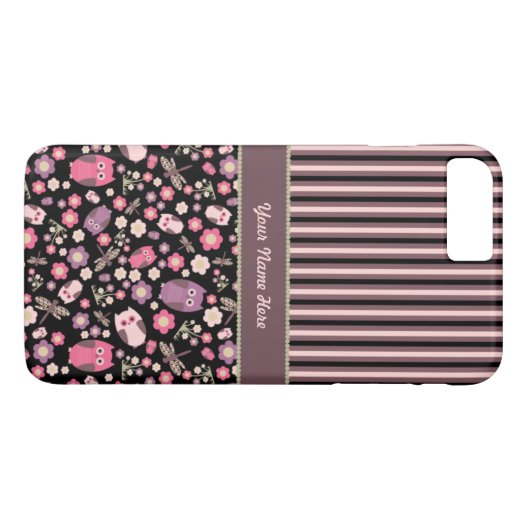 Persoonlijk Owl Pattern iPhone 7 Plus Hoesje (Achterkant (Horizontaal))