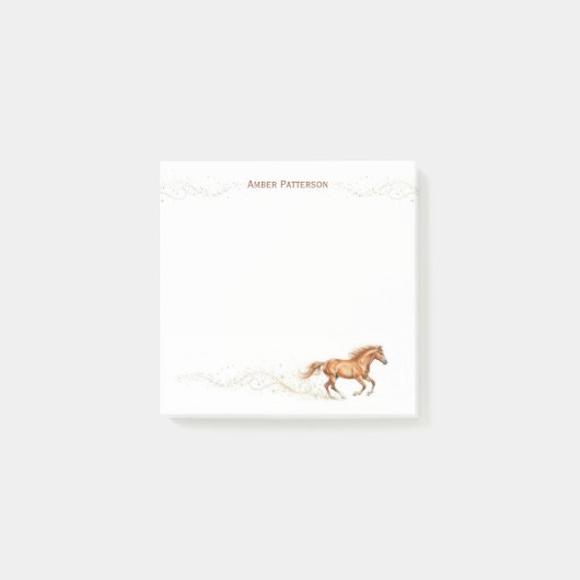 Persoonlijk paard briefpapier Bruin paard glinster Post-it® Notes (Voorkant)