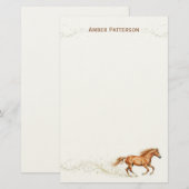 Persoonlijk paard briefpapier Bruin paard schitter (Voorkant / Achterkant)