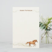 Persoonlijk paard briefpapier Bruin paard schitter (Staand voorkant)