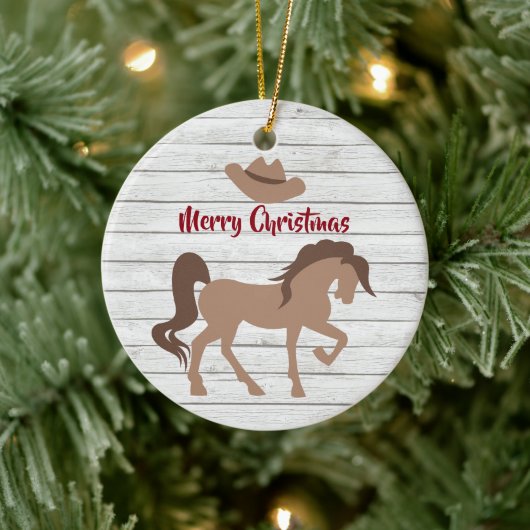 Persoonlijk paard en Pet van Cowboy, pretkerst Keramisch Ornament (Boom)