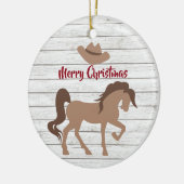 Persoonlijk paard en Pet van Cowboy, pretkerst Keramisch Ornament (Links)