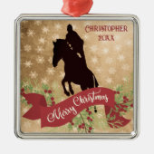 Persoonlijk paard Jumping Merry Kerstmis Metalen Ornament (Voorkant)