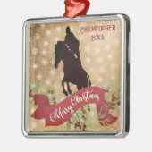 Persoonlijk paard Jumping Merry Kerstmis Metalen Ornament (Links)