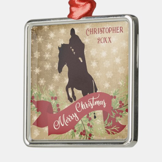 Persoonlijk paard Jumping Merry Kerstmis Metalen Ornament (Links)