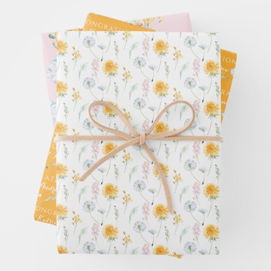 Persoonlijk paardenbloem inpakpapier vel  (In situ)