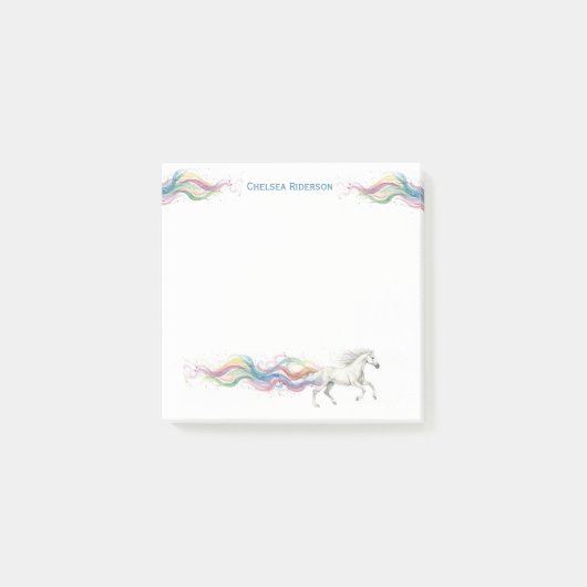 Persoonlijk paardenstationery Witte Paard Regenboo Post-it® Notes (Voorkant)