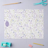 Persoonlijk Paars Bloemen Monogram Tissuepapier (Craft)