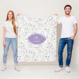 Persoonlijk Paars Bloemenmonogram Fleece Deken