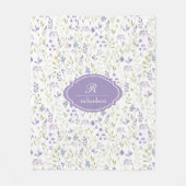 Persoonlijk Paars Bloemenmonogram Fleece Deken (Voorkant)