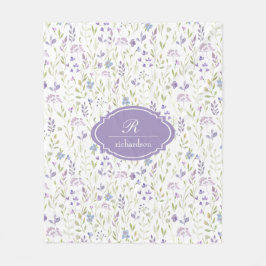 Persoonlijk Paars Bloemenmonogram Fleece Deken