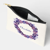 Persoonlijk paars bloemig bruidsfeest cadeautje etui (Open)