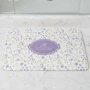 Persoonlijk Paars Bloemmotief Monogram Badmat