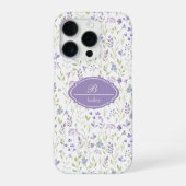 Persoonlijk Paars Bloemmotief Monogram iPhone Hoesje (Achterkant)