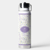 Persoonlijk Paars Bloemmotief Monogram Waterfles (Achterkant)