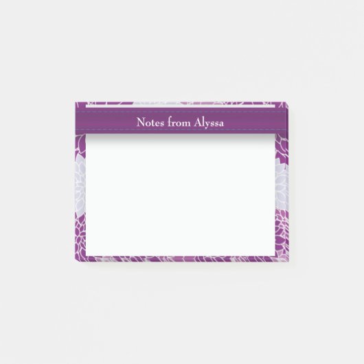 Persoonlijk paars bloempatroon post-it® notes (Voorkant)