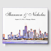 Persoonlijk Paars Chicago Skyline Guest Book Gastenboek (Voorkant)