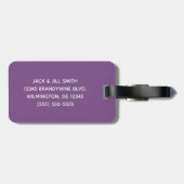 Persoonlijk Paars en Wit Familie Monogram Bagagelabel (Achterkant horizontaal)