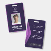 Persoonlijk paars en wit modern professioneel badge (Voor- en achterkant)