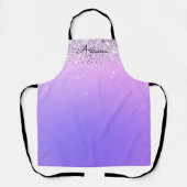 Persoonlijk paars glitterschort met naam voor de k schort (Voorkant)