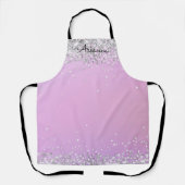 Persoonlijk paars glitterschort met naam voor de k schort (Voorkant)
