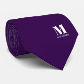 Persoonlijk Paars Initiaal Monogram Wapen Stropdas (Opgerold)