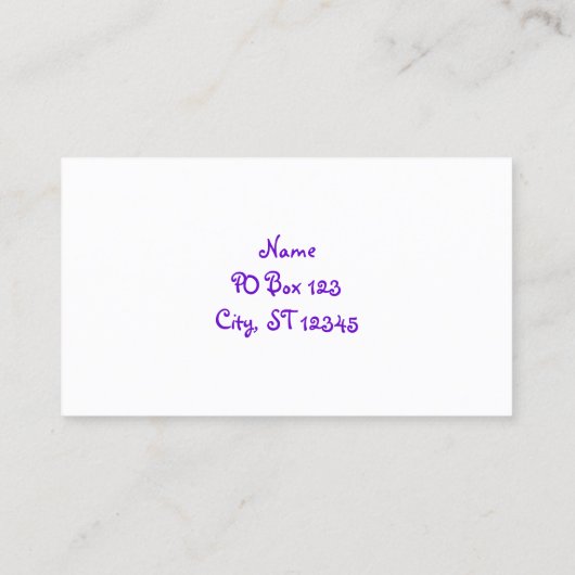 Persoonlijk Paars lichthart op wit Visitekaartje (Achterkant)