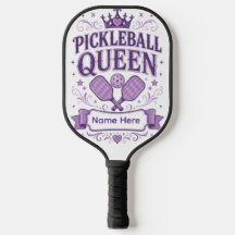 Persoonlijk paars pickleball-paddle met kronen