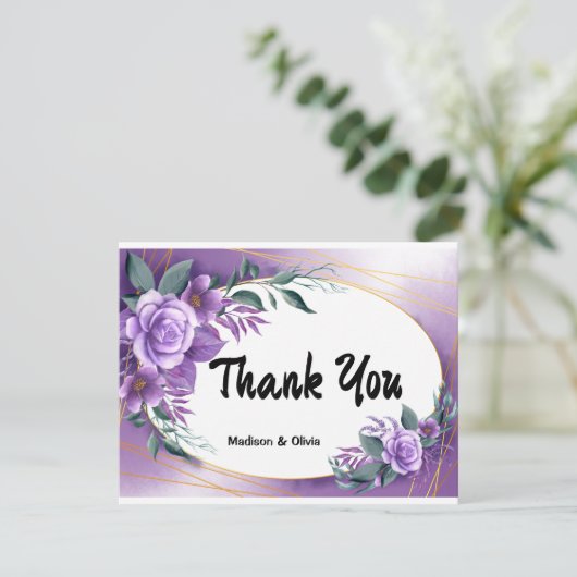 Persoonlijk Paars Roos Hartelijk dank Kaart (Staand voorkant)