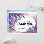Persoonlijk Paars Roos Hartelijk dank Kaart (Voorkant / Achterkant in situ)