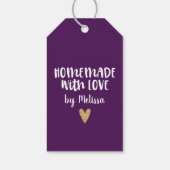 Persoonlijk Paars Thuisgemaakt Met Liefde Hart Cadeaulabel (Achterkant)