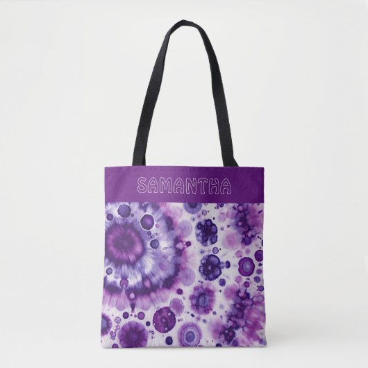 Persoonlijk Paars Violet Roze Batik Kunstpatroon Tote Bag (Voorkant)