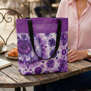 Persoonlijk Paars Violet Roze Batik Kunstpatroon Tote Bag