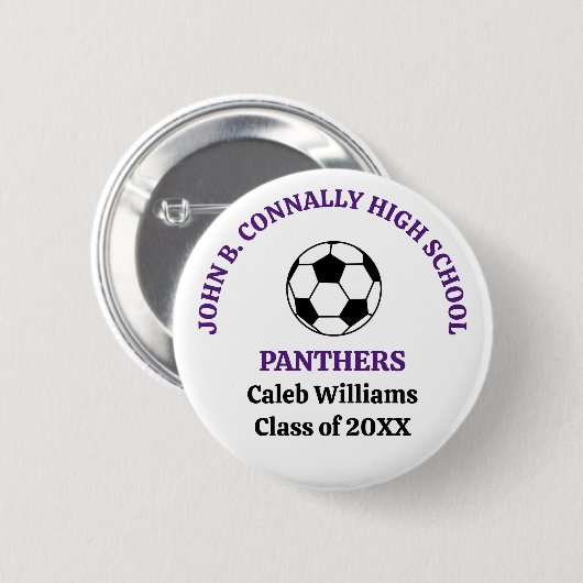 Persoonlijk Paars Voetbalteam Middelbare School Ronde Button 5,7 Cm (Voorkant /achterkant)