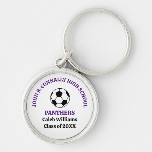 Persoonlijk Paars Voetbalteam Middelbare School Sleutelhanger (Voorkant)
