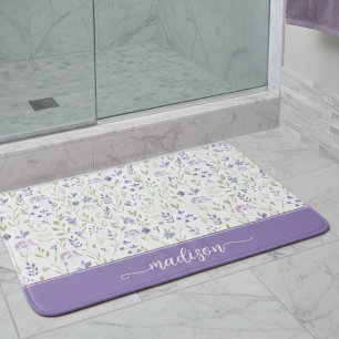Persoonlijk Paars Wilde Bloem Monogram Badmat