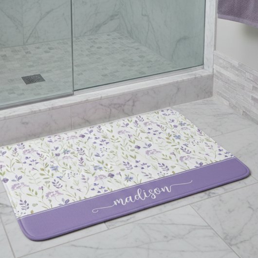 Persoonlijk Paars Wilde Bloem Monogram Badmat