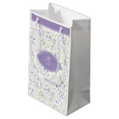 Persoonlijk Paars Wilde Bloem Monogram Klein Cadeauzakje (Achterkant Gekanteld)