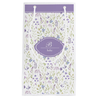 Persoonlijk Paars Wilde Bloem Monogram Klein Cadeauzakje