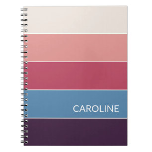 Persoonlijk paarsblauw roze strepen notitieboek
