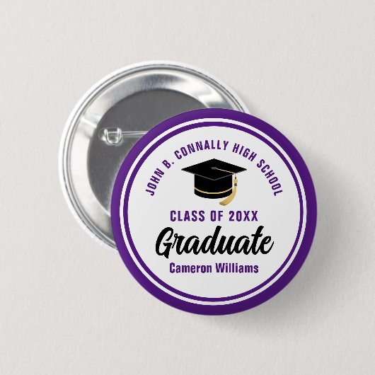 Persoonlijk Paarse Afgestudeerde 2026 Afstudeerfee Ronde Button 5,7 Cm (Voorkant /achterkant)