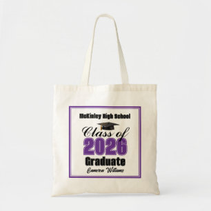 Persoonlijk paarse afstudeerfeest klas van 2026 tote bag