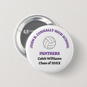 Persoonlijk Paarse Havo-Volleyballer Ronde Button 5,7 Cm
