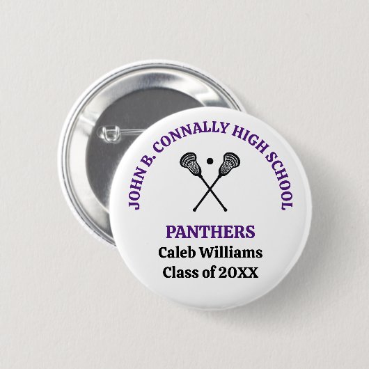 Persoonlijk Paarse Lacrosse-team Middelbare School Ronde Button 5,7 Cm (Voorkant /achterkant)